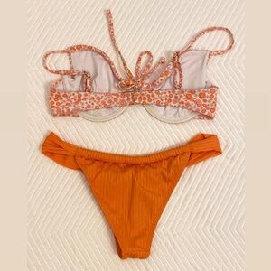 orange floral bikini size small